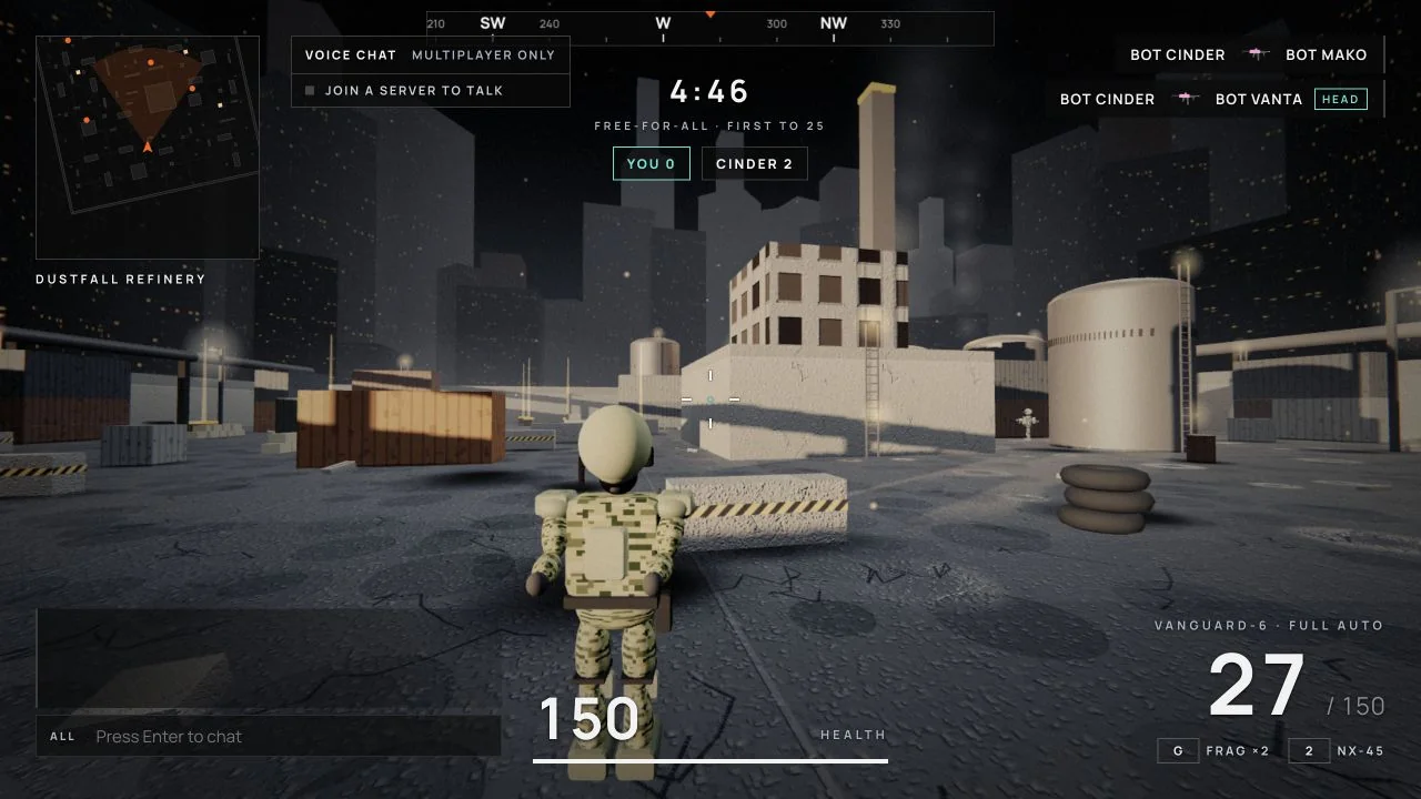 Outrider Recon tactical operator in actual third-person STRIKEVADE gameplay